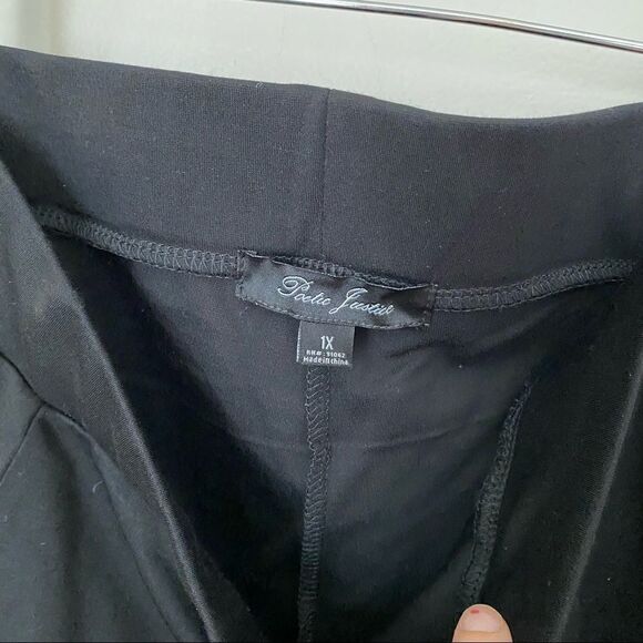 Poetic Justice Leggings Janet Curvy Fit Peekaboo Lace Ponte Casual Black Neutral - Picture 8 of 9